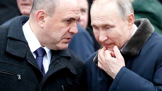 Pedseda Vldy Rusk federace Michail Miustin pi rozhovoru s prezidentem Vladimirem Putinem (nor 2020)