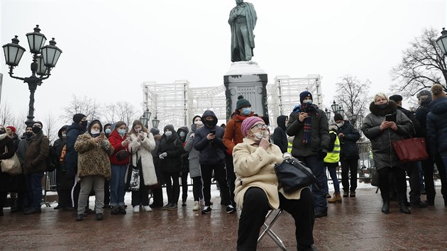 Protesty v Rusku na podporu zadrženého hlavního opozičního předáka Alexeje Navalného. (23. ledna 2021)