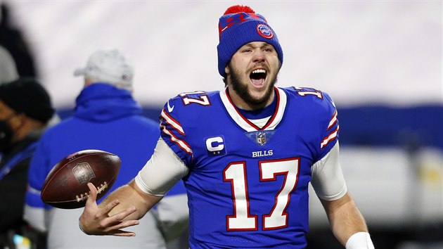 Josh Allen z Buffalo Bills oslavuje vhru nad Baltimore Ravens.