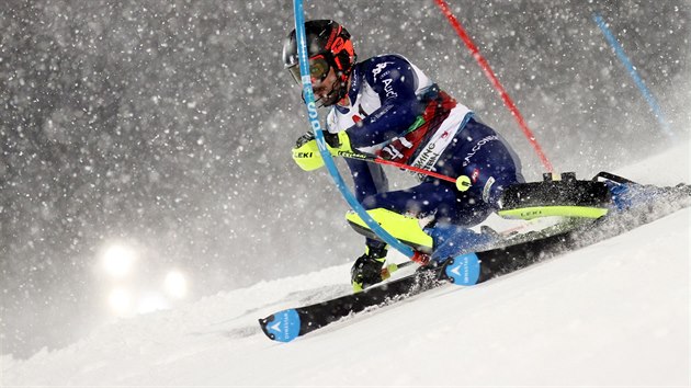 Tommaso Sala během prvního kola slalomu ve Schladmingu