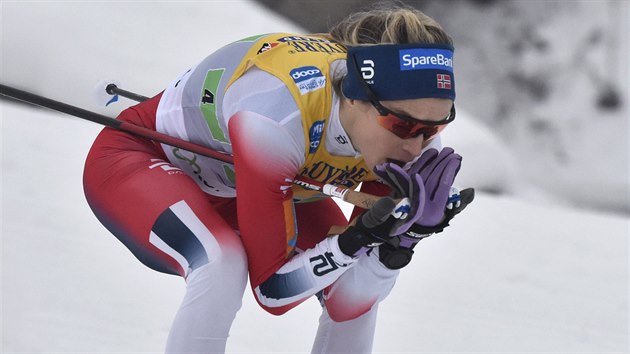 Norská běžkyně na lyžích Therese Johaugová během štafety v Lahti