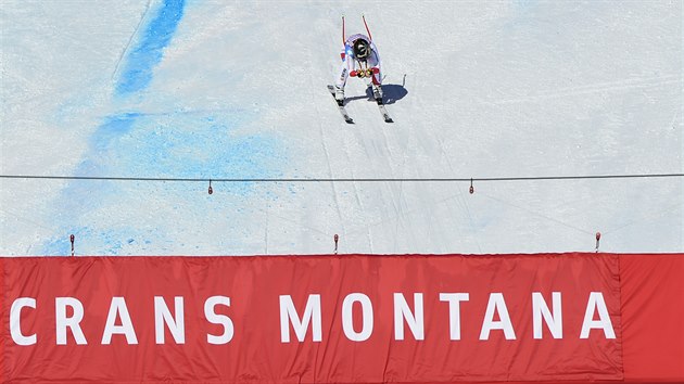 Švýcarská lyžařka Lara Gutová-Behramiová na trati super-G v Crans Montaně