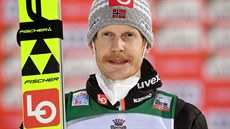 Norský skokan na lyích Robert Johansson po vítzství v Lahti.