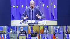 éf Evropské rady Charles Michel pi jednání lídr zemí EU ohledn koronavirové...