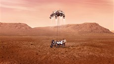 Ilustrace vysazení vozítka Perseverance na Marsu