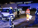 Nehoda t�� osobn�ch aut na k�i�ovatce Mod�ansk� ulice a ulice V Hodokvi�k�ch....