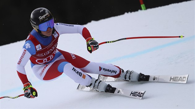 Lara Gutová-Behramiová v superobřím slalomu v Garmisch-Partenkirchenu.