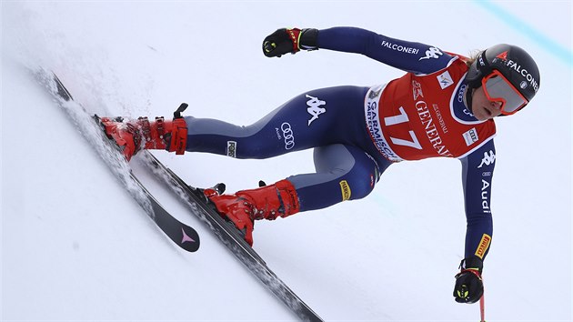Sofia Goggiaová v superobřím slalomu v Garmisch-Partenkirchenu.