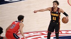 Trae Young ídí hru Atlanta Hawks v utkání proti  Washington Wizards.