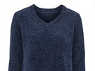 inylkový temn modrý pulovr s dlouhým rukávem je jednoduchý, ale velmi...