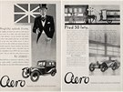 Reklamy na automobily Aero z asopis z doby první republiky