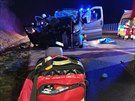 Tragick� nehoda na d�lnici D11 u Dob�enic na Kr�lov�hradecku. (4. 2. 2021)