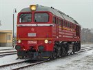 Historická motorová lokomotiva eských drah T679.1600, zvaná Sergej, ve stanici...