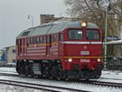 Historická motorová lokomotiva eských drah T679.1600, zvaná Sergej, ve stanici...