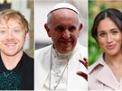 Jennifer Anistonová, Rupert Grint, pape Frantiek, vévodkyn Meghan a princ...