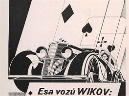 Reklama na automobily Wikov z asopis z doby první republiky