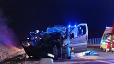 Tragická nehoda na dálnici D11 u Dobenic na Královéhradecku. (4. 2. 2021)