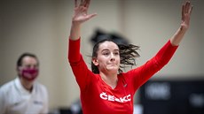 eská basketbalistka Michaela Matuková se chystá na zápas.