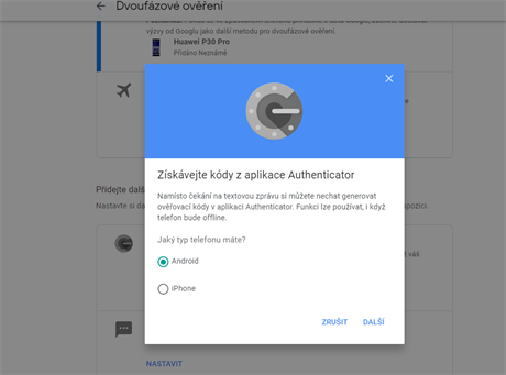 Aplikace Authenticator pro smartphone odemkne et, i kdy je telefon offline.