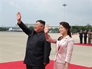Diktátor Kim ong-un a jeho manelka se louí s ínským prezidentem Si...