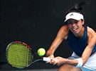 Sie u-wej z Tchaj-wanu hraje bekhend v osmifinále Australian Open.