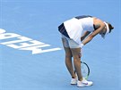 Markéta Vondrouová se vydýchává po výmn v osmifinále Australian Open.