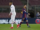 HVZDY. Kylian Mbappé z PSG (vpedu) a Lionel Messi z Barcelony ped utkáním...
