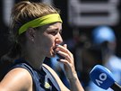 Karolína Muchová hledá slova po postupu do semifinále Australian Open.
