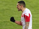 Slávistický záloník Nicolae Stanciu oslavuje svj gól.