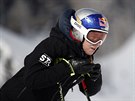 Ester Ledecká pi prohlídce trati superobího slalomu na mistrovství svta v...