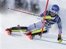 Mikaela Shiffrinová ve slalomové ásti kombinace na mistrovství svta v Cortin...