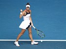 Markéta Vondrouová má radost z povedeného míku na Australian Open.