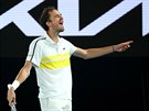 Rus Daniil Medvedv bhem semifinálového duelu na Australian Open porazil eka...