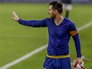 Zklamaný Lionel Messi z Barcelony po prohraném prvním semifinále panlského...