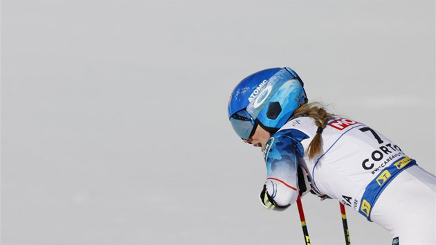 Mikaela Shiffrinová po prvním kole slalomu na mistrovství světa.