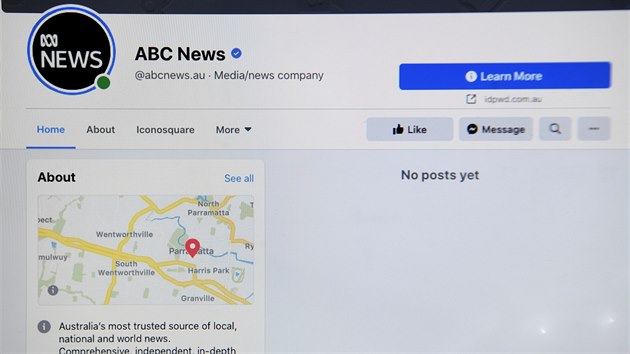 Facebook bloku je v reakci na chystaný zákon stránky australských médií. (18. února 2021)