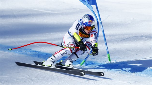 Alexis Pinturault na trati superobřího slalomu na mistrovství světa v Cortině d'Ampezzo.