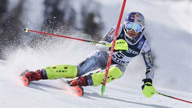 Ester Ledeck ve slalomov sti kombinace na mistrovstv svta v Cortin d'Ampezzo.