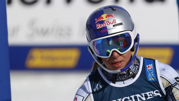 Ester Ledecká ve slalomové části kombinace na mistrovství světa v Cortině d'Ampezzo.