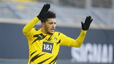 Jadon Sancho z Dortmundu oslavuje svůj gól.