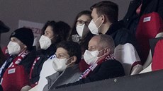 Zástupce hlavní hygieničky Jan Marounek (uprostřed první řady) v hledišti pražského Edenu, kde ve čtvrtek sledoval zápas Evropské ligy mezi Slavií Praha a anglickým Leicesterem. (18. února 2021)