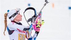 Markéta Davidová b�hem smí�ené �tafety v rámci mistrovství sv�ta v Pokljuce.