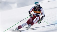 Vincent Kriechmayr na trati superobího slalomu na mistrovství svta v Cortin...