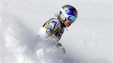 Ester Ledecká v cíli sjezdu na mistrovství svta v Cortin d'Ampezzo.