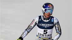Ester Ledecká v cíli super-G v kombinaci na mistrovství světa v Cortině...