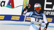 Luca Aerni v cíli super-G v kombinaci na mistrovství svta v Cortin d'Ampezzo.