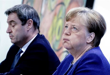 Nmecká kancléka Angela Merkelová a ministerský pedseda Bavorska Markus Söder