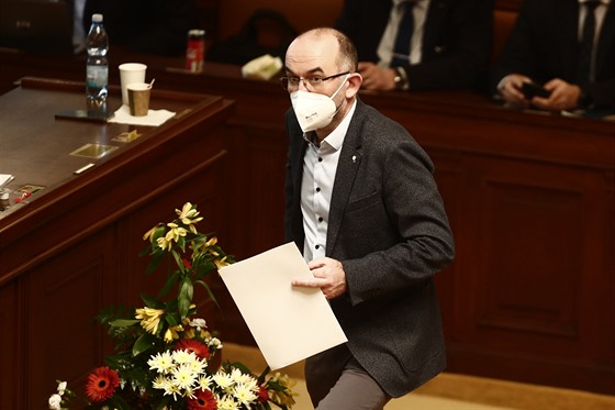 Jan Blatný na jednání vlády a opozice Poslanecká sněmovna Praha (26.únor 2021)