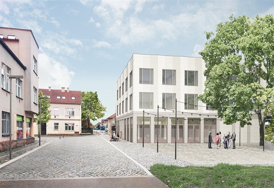 Plácek u radnice - vizualizace nové budovy městského úřadu v Lázních Bělohrad