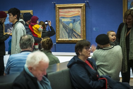 Obraz Výkřik v Národní galerii v Oslu v době předkoronavirové (13. ledna 2019)